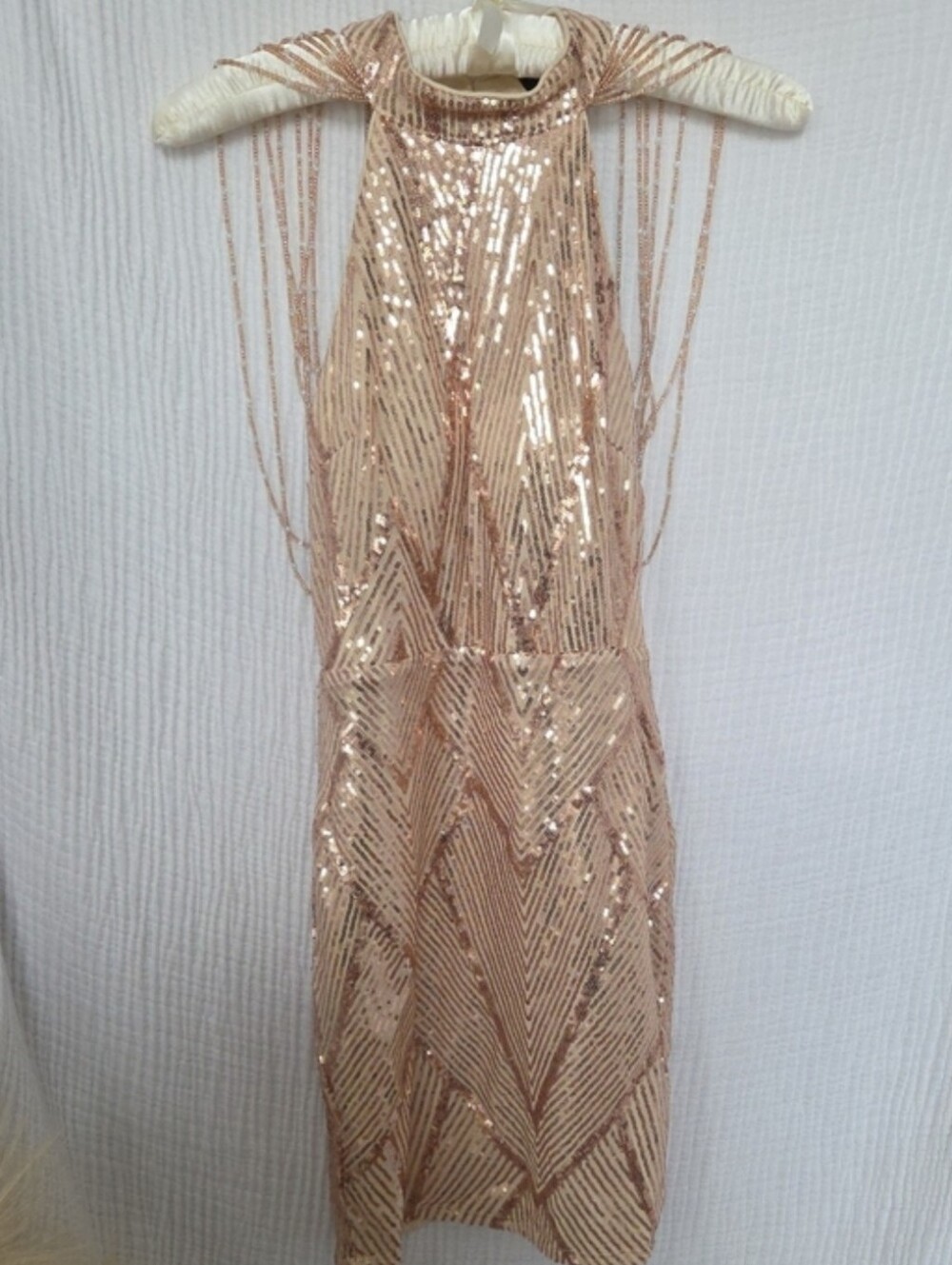 NWT Sequin Halter Cocktail Dress - Gold and Rose Gold XS